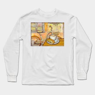 Cream Electra Town bicycle with cappuccino and biscotti Long Sleeve T-Shirt